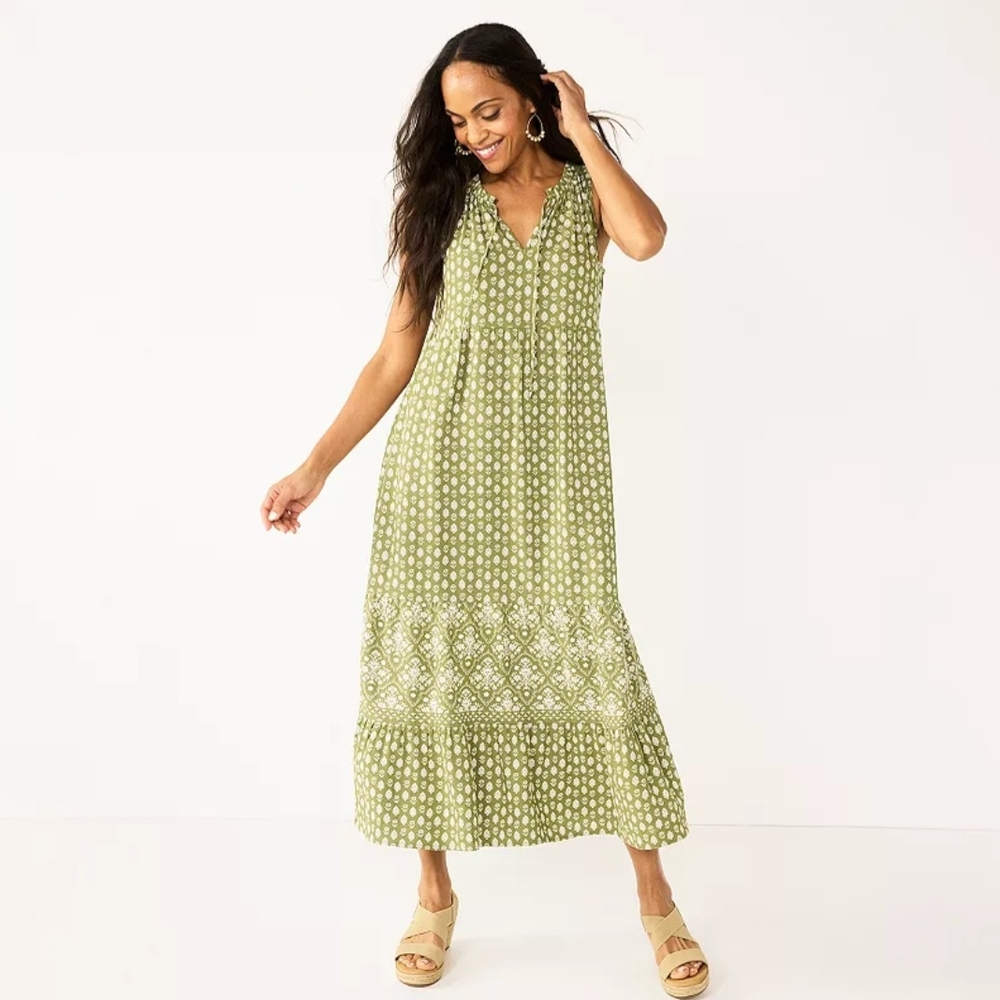 Green Patterned Maxi Dress
